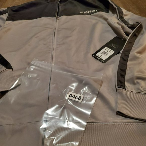 NWT AND1 Basketball Jacket Men's Size Medium Gray/Dark Gray Zipper Closure w/poc - Picture 7 of 7